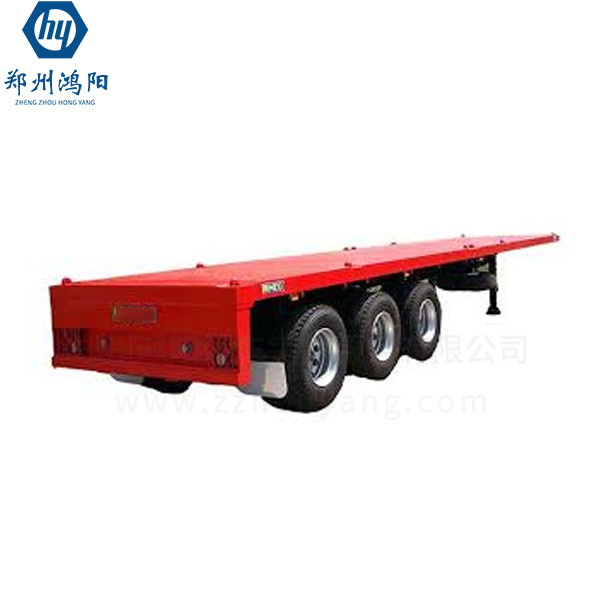 Flatbed Trailer 3 Axle 4 Axle 40T 60T Flatbed Semi Trailer For Crane Excavator Container Shipping